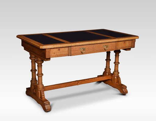 Victorian Style Oak Writing Table By Lamb Of Manchester 1980 For