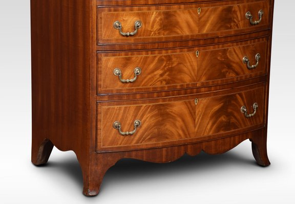 Regency Style Mahogany Bow Fronted Chest Of Drawers 1970s For