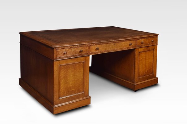 Large Vintage Victorian Style Oak Partners Desk For Sale At Pamono