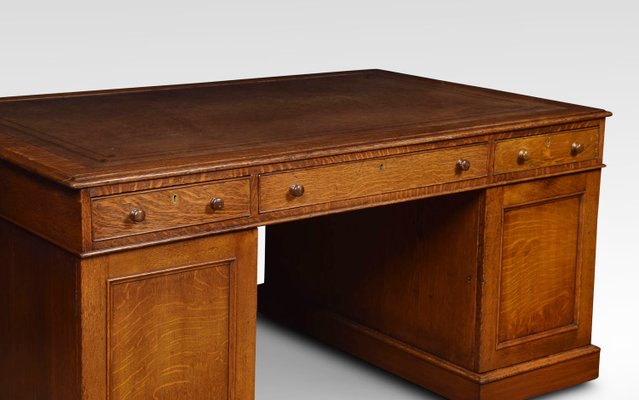 Large Vintage Victorian Style Oak Partners Desk For Sale At Pamono