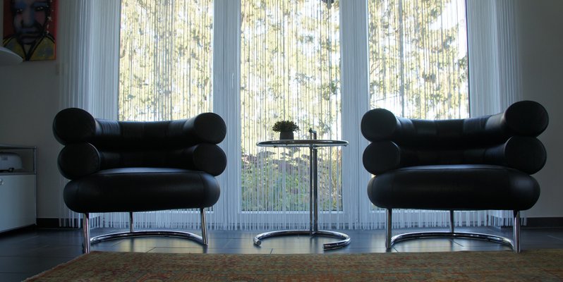 Bibendum Leather Chrome Lounge Chairs By Eileen Gray For Classicon 1990s Set Of 2