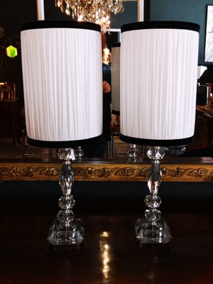 Vintage Crystal Table Lamps Set Of 2, Silver Crystal Table Lamps