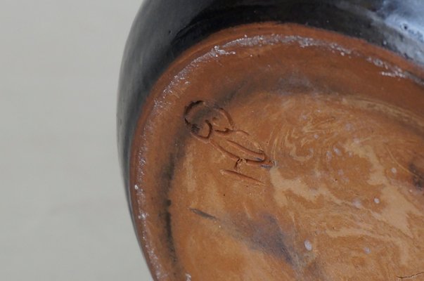 Vintage Black Ceramic Table Lamp By Jeanne Norbert Pierlot For Vintage Black Ceramic Table Lamp By