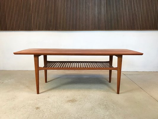 Table Basse Vintage Trioh Années 60 – Danemark, Teck Massif, Rectangulaire 135 Cm