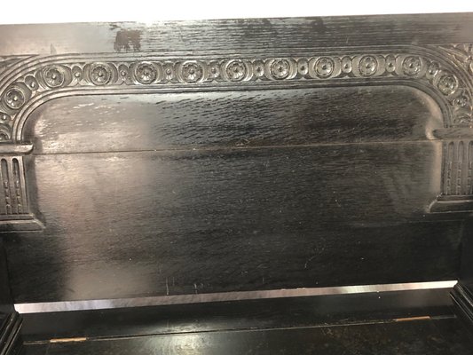 Antique Victorian Carved Lions Metamorphic Oak Monks Bench For