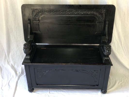 Antique Victorian Carved Lions Metamorphic Oak Monks Bench For