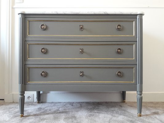 Louis Xvi Style Carrara Marble Bronze Dresser 1960s For Sale At