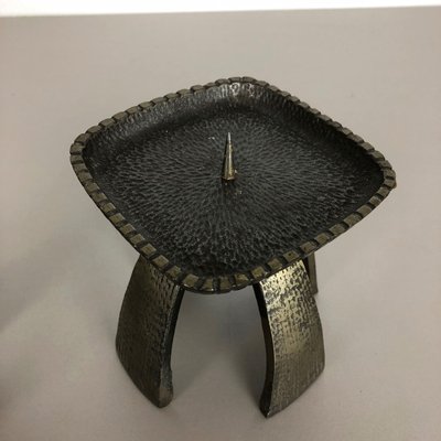 Vintage French Brutalist Candleholders, 1970s, Set of 2 for Vintage French Brutalist Candleholders, 1970s, Set of 2 for