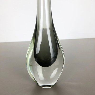 Mid Century Murano Glass Sommerso Single Stem Vase By Flavio Poli