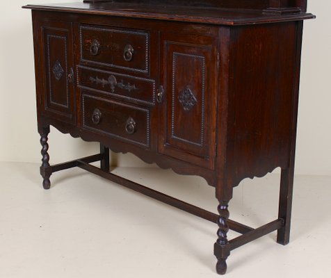 Antique Oak Ebonised Mirrored Credenza For Sale At Pamono