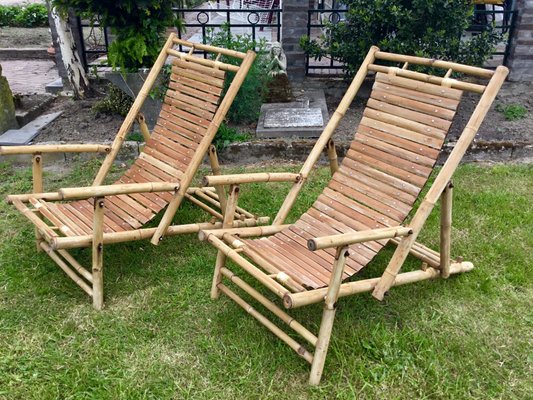 Bamboo Lounge Deck Chairs 1950s Set Of 2 Bamboo Lounge Deck Chairs 1950s Set Of 2