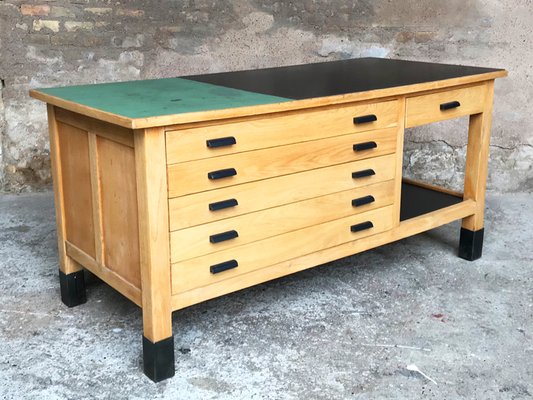 Wood Steel Workbench With 6 Drawers 1950s For Sale At Pamono