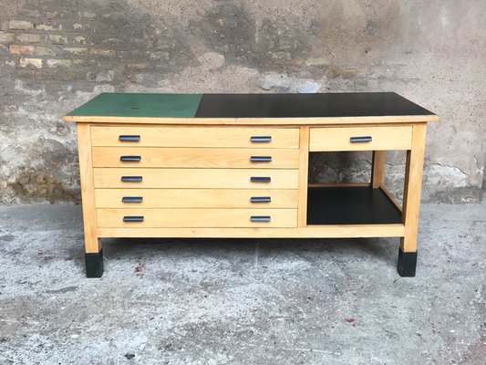 Wood Steel Workbench With 6 Drawers 1950s For Sale At Pamono