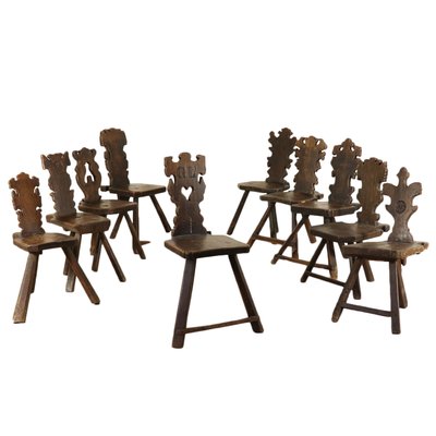 17th Century Italian Walnut Side Chairs Set Of 10