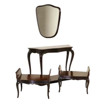 Vintage Set With Mirror Console Table 2 Benches 1950s For Sale