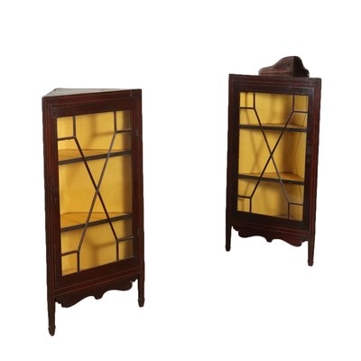 Antique English Corner Display Cabinets Set Of 2 For Sale At Pamono