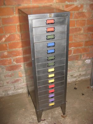 Polished Metal Industrial 15 Drawer Filing Cabinet From Bisley