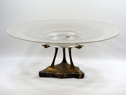Art Deco French Bronze Gl Centerpiece From Verame 1920s For Art Deco French Bronze Gl