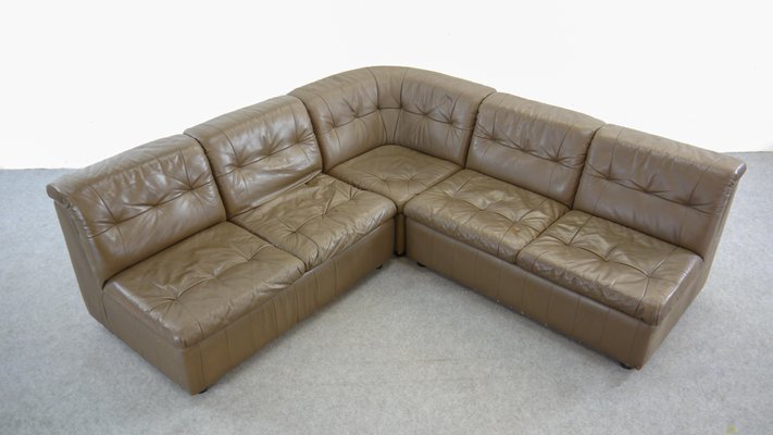 Large Vintage Modular Leather Sofa Large Vintage Modular Leather Sofa