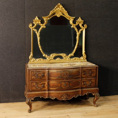 Antique Style Italian Lacquered, Antique Oak Dresser With Mirror