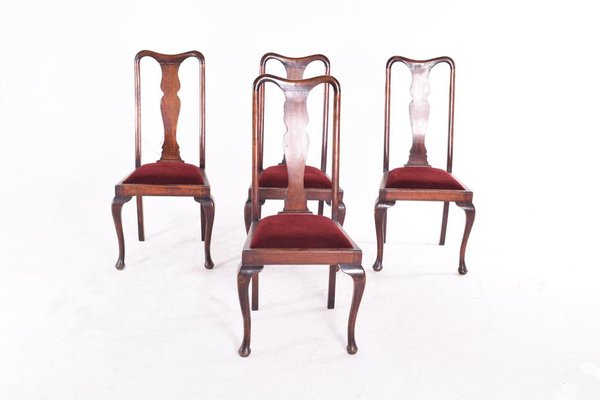 Antique Queen Anne Style Dining Chairs, Old Style Dining Room Chairs