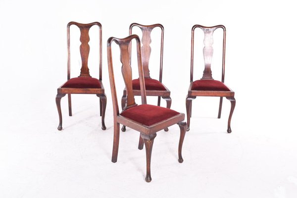 Antique Queen Anne Style Dining Chairs Set Of 4 For Sale At Pamono