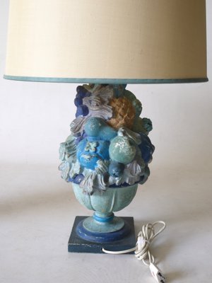 Stucco Blue Table Lamps 1960s Set, Teal Blue Bedside Lamps