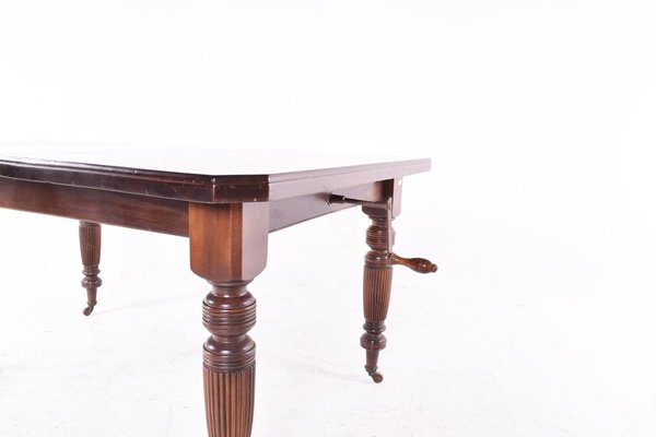 Antique English Hand Crank Mahogany Dining Table