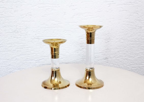 Vintage Brass Lucite Candle Holders 1960s Set Of 2 For Sale At Pamono
