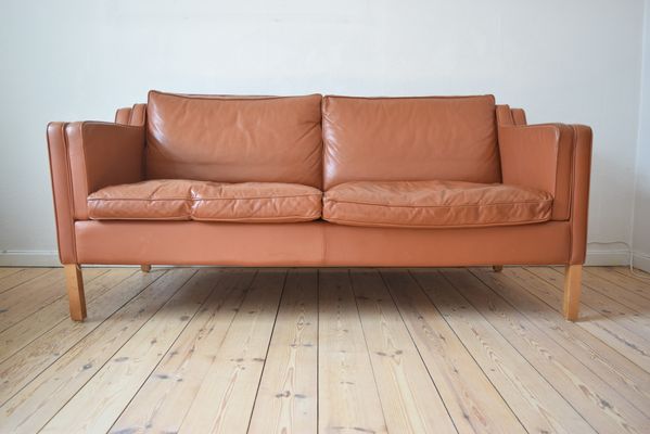 Danish Cognac Leather Sofa From Stouby 1980s