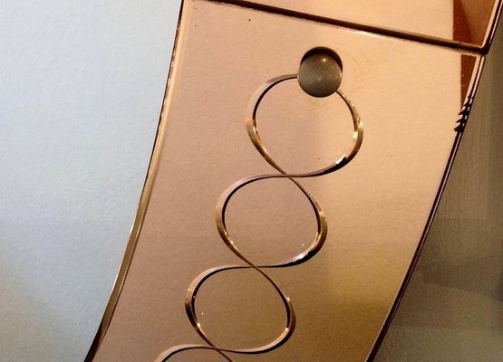 Large Oval Italian Bronze Colored Glass Wall Mirror From Cristal Bronze Colored Glass Wall Mirror