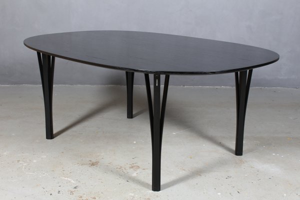 Vintage Black Oak Ellipse Dining Table By Piet Hein Bruno Mathsson For Fritz Hansen
