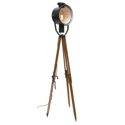 Wooden Tripod Floor Spot Light 1950s, Tripod Spot Lamp