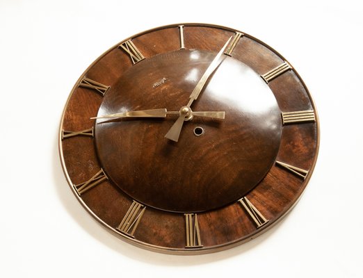 Art Deco Style Walnut Wall Clock From Kienzle International 1950s For At Pamono Art Deco Style Walnut Wall Clock From