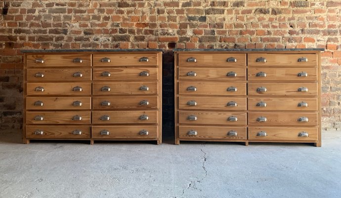 Mid Century Engineers Industrial Pine Chest Of Drawers With Zinc