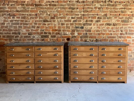 Mid Century Engineers Industrial Pine Chest Of Drawers With Zinc