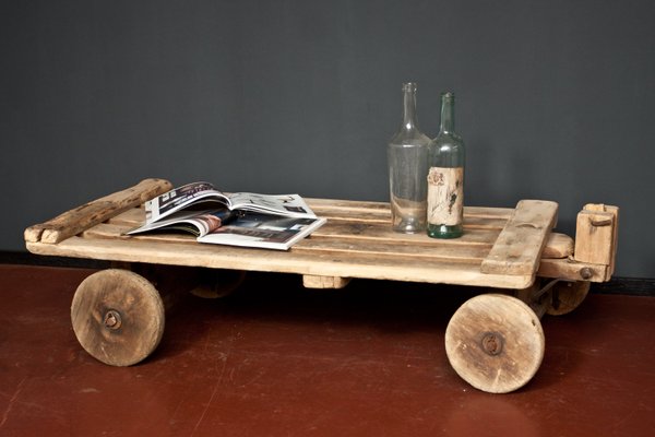 Vintage Rustic Coffee Table With Wheels, Glass Rustic Coffee Table With Wheels