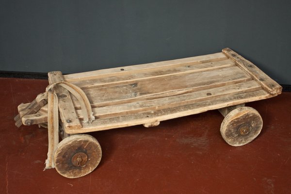 Vintage Rustic Coffee Table With Wheels 1930s For Sale At Pamono