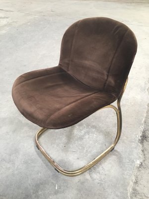 Mid Century Modern Italian Gilt Metal And Velvet Chairs By Gastone Rinaldi For Rima Set Of 4 For Sale At Pamono