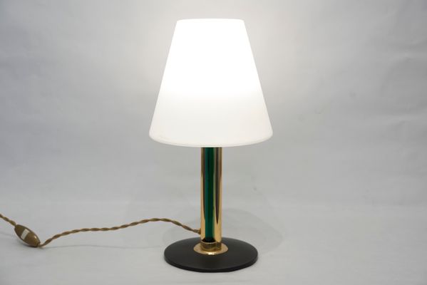 lamparas de mesa vintage de cristal de murano con pantallas de vidrio opalino de cenedese juego de 2