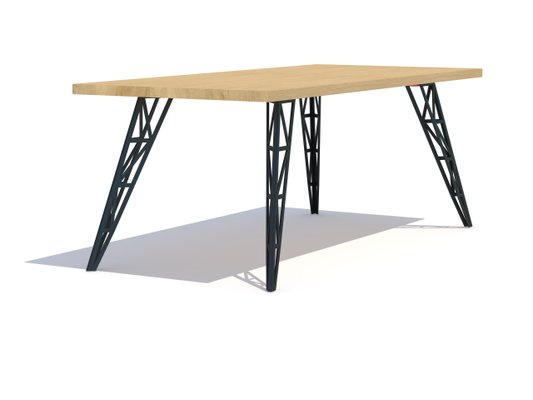 Large Dining Table With Oak Tabletop Lasered Steel Legs By Aljoscha Vogt For Gustav Moblierungen For Sale At Pamono
