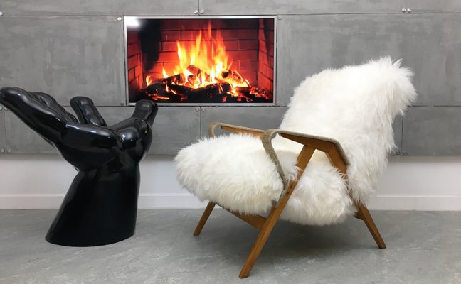 Art Deco Sheepskin Armchair By Tatra Nabytok For Sale At Pamono