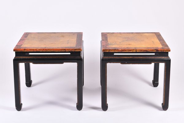 Chinese Black And Red Lacquer Side Tables 1950s Set Of 2 For