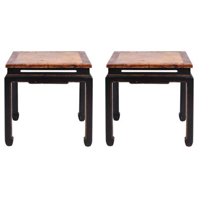 Chinese Black And Red Lacquer Side Tables 1950s Set Of 2 For Black And Red Lacquer Side Tables