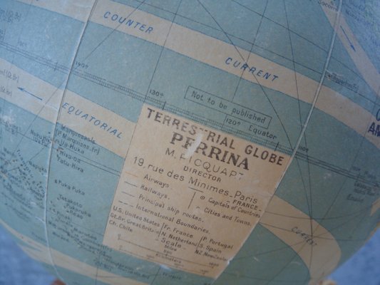 Mappamondo In Vetro Illuminato Di Perrina Anni 40 In Vendita Su Pamono