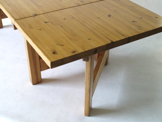 Tavolo Allungabile In Legno Di Pino Massiccio Svezia Anni 70 In