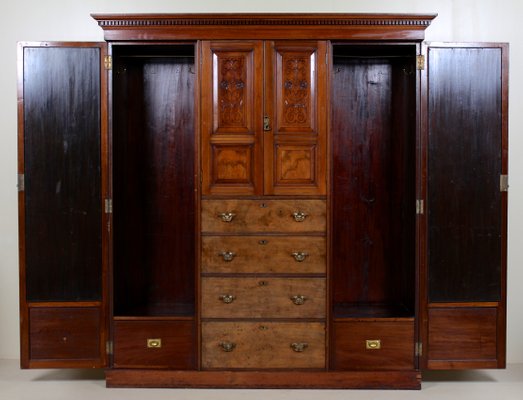 Large Antique Victorian Triple Compactum Wardrobe For Sale At Pamono