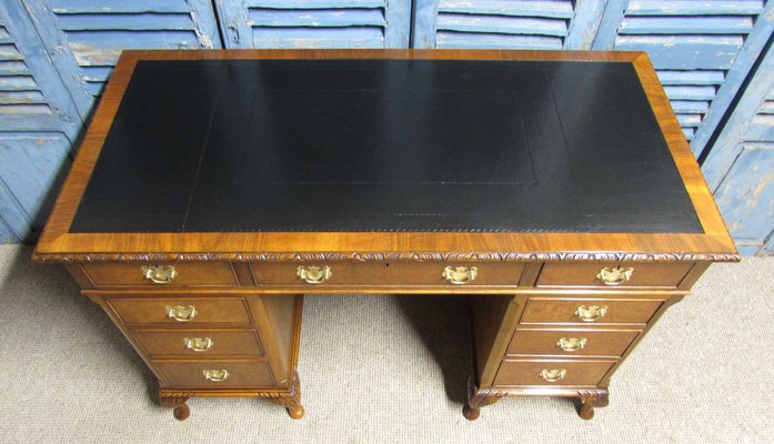 Burr Walnut Pedestal Office Desk 1920s For At Pamono Burr Walnut Pedestal Office Desk 1920s