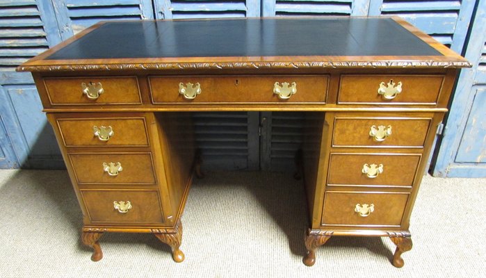 Burr Walnut Pedestal Office Desk 1920s For At Pamono Burr Walnut Pedestal Office Desk 1920s