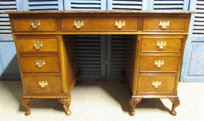 Burr Walnut Pedestal Office Desk 1920s For At Pamono Burr Walnut Pedestal Office Desk 1920s
